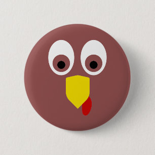 Thanksgiving Turkey Face 2 Inch Round Button