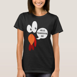 Thanksgiving Turkey Face Bow Tie Hello Friendsgivi T-Shirt
