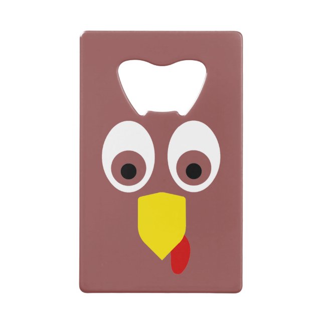 Thanksgiving Turkey Face Credit Card Bottle Opener (Front)
