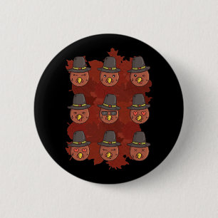 Thanksgiving Turkey Face Emoji Gift 2 Inch Round Button