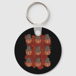 Thanksgiving Turkey Face Emoji Gift Keychain