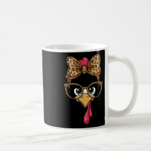 Thanksgiving Turkey Face Leopard Gles Women Girls  Coffee Mug