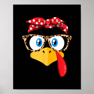 thanksgiving turkey face leopard print glasses wom
