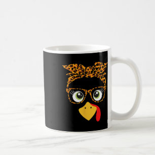 Thanksgiving Turkey Face Leopard Print Gles Women  Coffee Mug