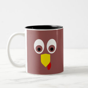 Thanksgiving Turkey Face Two-Tone Coffee Mug