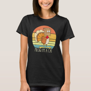 Thanksgiving Turkey Fake Cat Retro Women Men Kid T-Shirt
