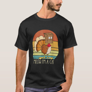 Thanksgiving Turkey Fake Cat Retro Women Men Kids T-Shirt