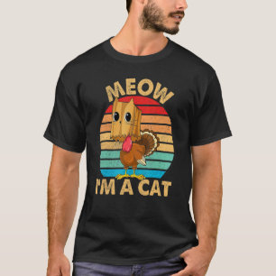 Thanksgiving Turkey Fake Cat Retro Women Men Kids T-Shirt