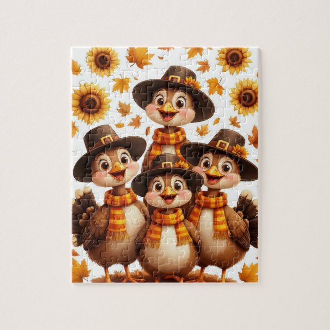 Thanksgiving Turkey Family Puzzle – Cute Fall Gift (Vertical)