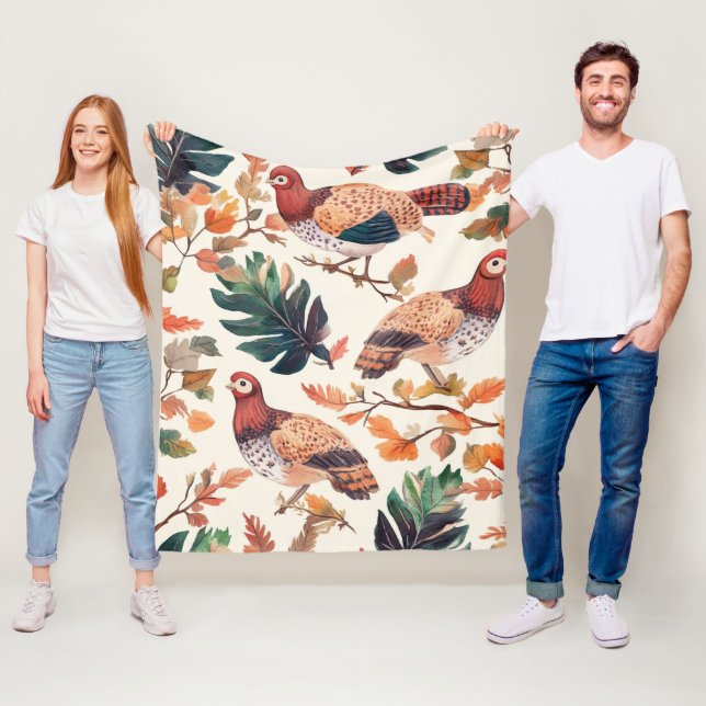 Thanksgiving Turkey Feather Autumn Pattern Fleece Blanket (In Situ)
