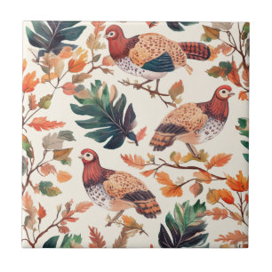 Thanksgiving Turkey Feather Autumn Pattern Tile