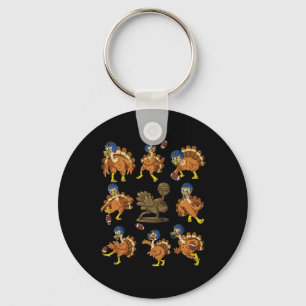 Thanksgiving Turkey Football Players Receiver Quar Keychain