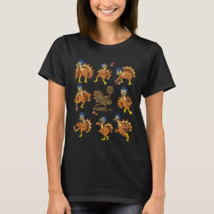 Thanksgiving Turkey Football Players Receiver Quar T-Shirt