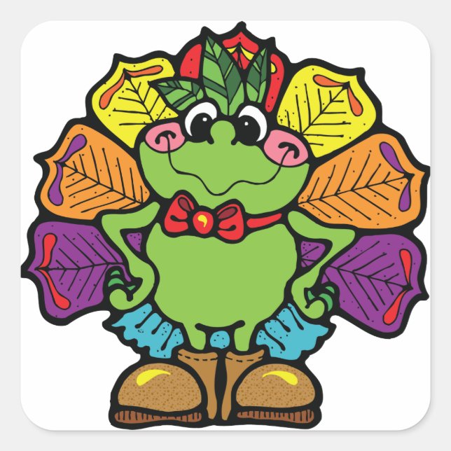 Thanksgiving Turkey Frog Square Sticker (Front)