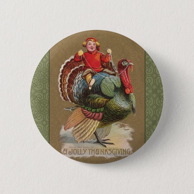 Thanksgiving Turkey Funny Children 2 Inch Round Button (Front)
