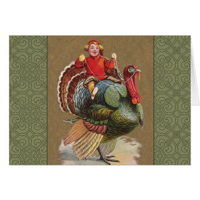 Thanksgiving Turkey Funny Vintage Greetings (Front Horizontal)