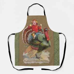 Thanksgiving Turkey Funny Vintage Greetings Apron