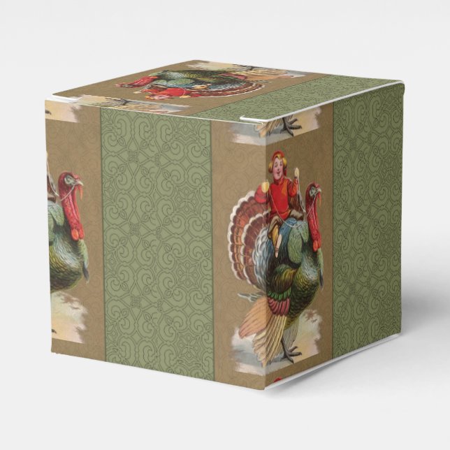 Thanksgiving Turkey Funny Vintage Greetings Favor Box (Front Side)
