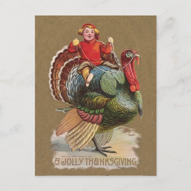 Thanksgiving Turkey Funny Vintage Greetings Holiday Postcard (Front)