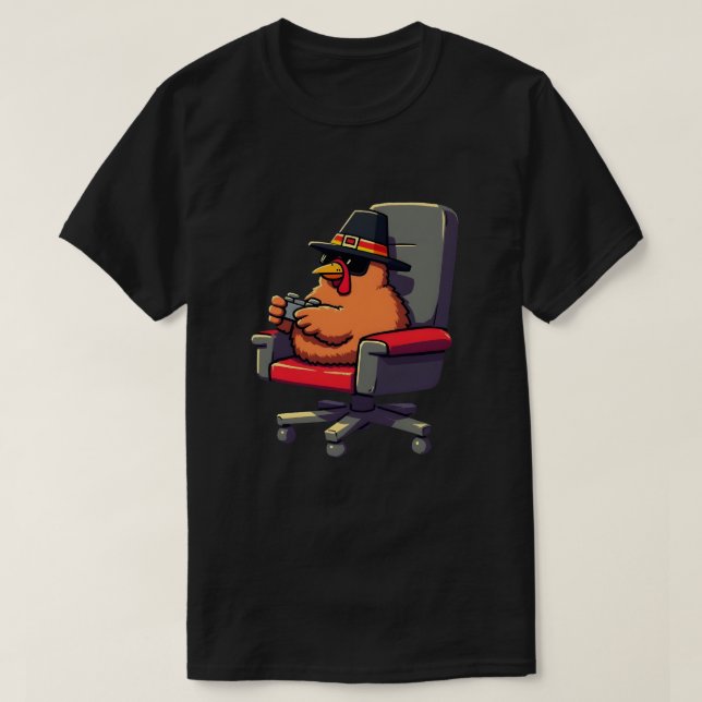 Thanksgiving Turkey Gamer Funny Gaming  T-Shirt (Design Front)