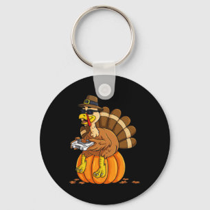 Thanksgiving Turkey Gamer Pumpkin Boys Kids Teens Keychain