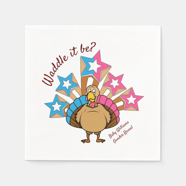 Thanksgiving Turkey Gender Reveal Napkin (Front)