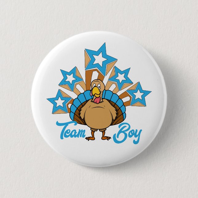 Thanksgiving Turkey Gender Reveal - Team Boy 2 Inch Round Button (Front)