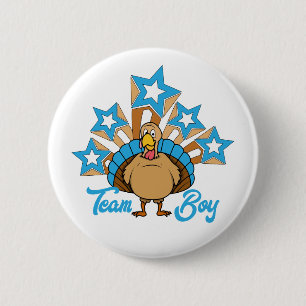 Thanksgiving Turkey Gender Reveal - Team Boy 2 Inch Round Button