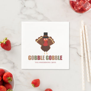 Thanksgiving Turkey Gobble Gobble Napkin