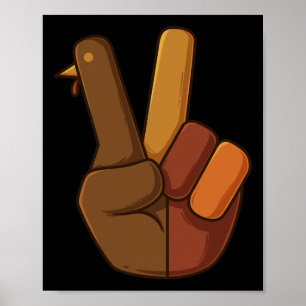 Thanksgiving Turkey Hand Peace Sign Fun Boys Kids 