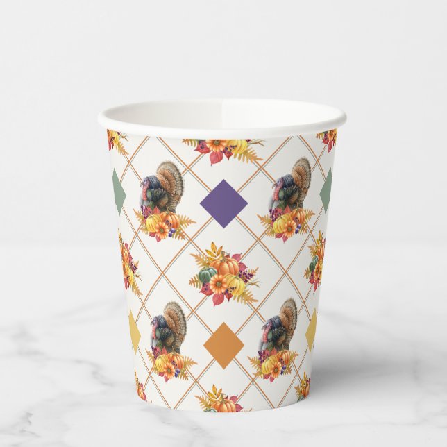 Thanksgiving Turkey Holiday Paper Cups (Left)