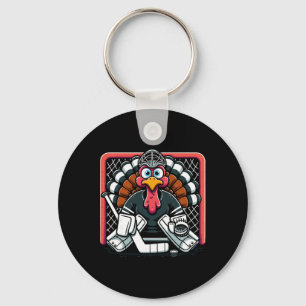 Thanksgiving Turkey Ice Hockey Goalie Youth Boys T Keychain
