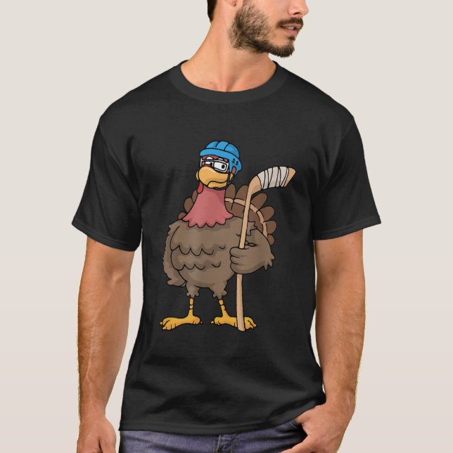 Thanksgiving Turkey Ice Hockey Tshirt Helmet Pumpk (Front)