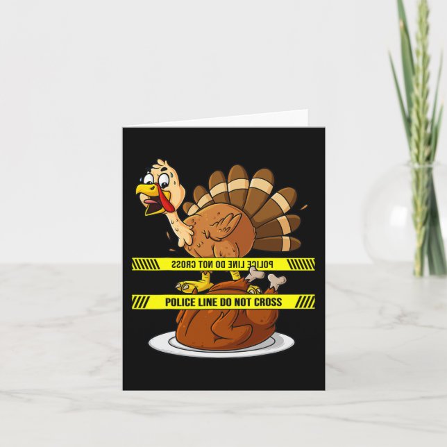 Thanksgiving Turkey Line Do Not Cross Fun Food Boy Card (Front)