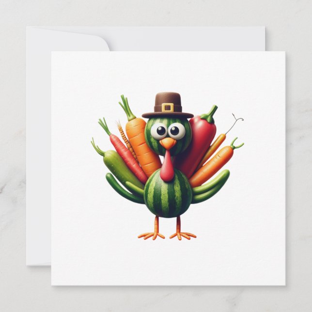 Thanksgiving Turkey Made of Vegetables Holiday Card (Front)