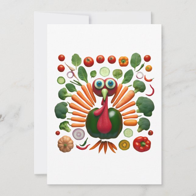 Thanksgiving Turkey Made of Vegetables Invitation (Front)