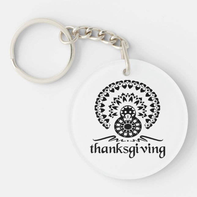 Thanksgiving-  Turkey Mandala Keychain (Front)