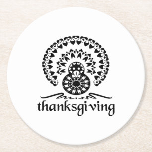 Thanksgiving- Turkey Mandala Round Paper Coaster