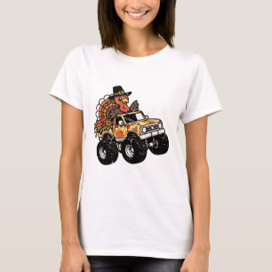 Thanksgiving Turkey Monster Truck Fall Toddler Boy T-Shirt