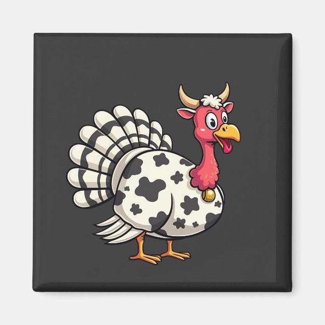 Thanksgiving Turkey Moo Cow Head Funny Fall Family Magnet (Front)