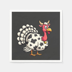 Thanksgiving Turkey Moo Cow Head Funny Fall Family Napkin