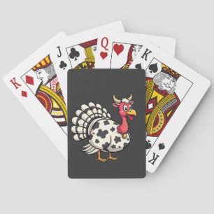 Thanksgiving Turkey Moo Cow Head Funny Fall Family Playing Cards