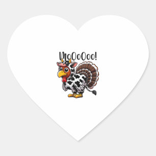 Thanksgiving Turkey Moo Cow Head Funny Fall Men Wo Heart Sticker