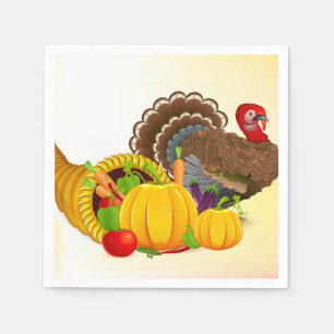 Thanksgiving Turkey Napkin/Standard White Cocktail Napkin