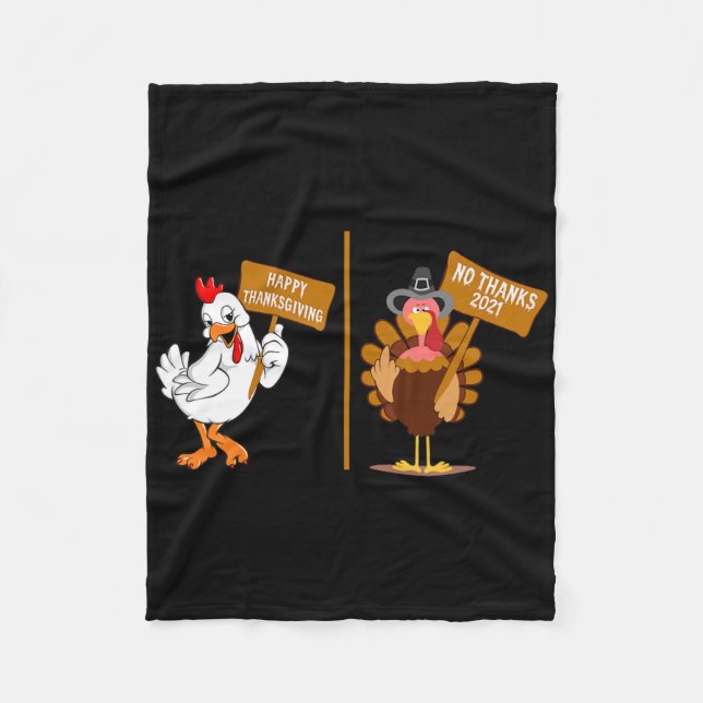 Thanksgiving Turkey No Thanks Grumpy Halloween Fun Fleece Blanket (Front)