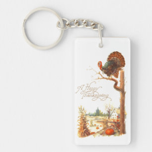 Thanksgiving Turkey on Tree Branch Vintage