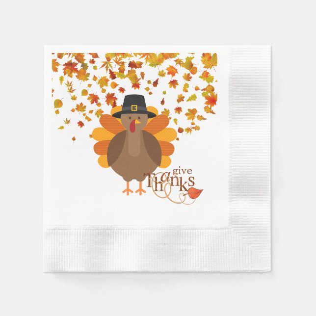 Thanksgiving Turkey Paper Napkins/Cocktail Napkin (Front)