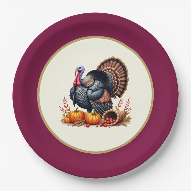 Thanksgiving Turkey  Paper Plate (Front)