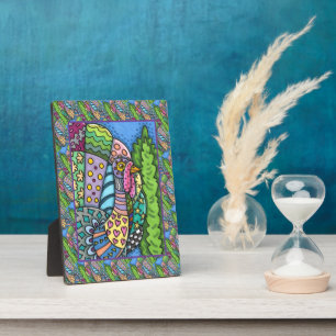 THANKSGIVING TURKEY, PATCHWORK FEATHERS, FOLK ART PLAQUE