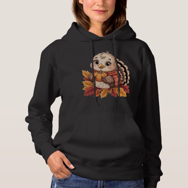 Thanksgiving turkey pumpkin fall leaves hoodie (Front)